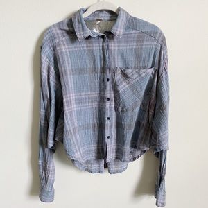 Free People Cutie Plaid Button Down Shirt
